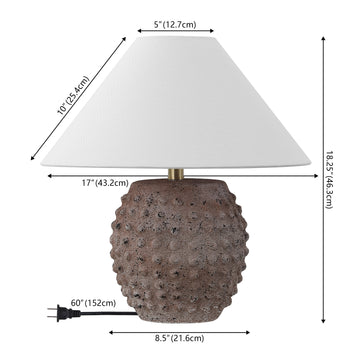 Effie 18.25" Minimalist Scandinavian Ceramic/Iron Hobnail LED Table Lamp